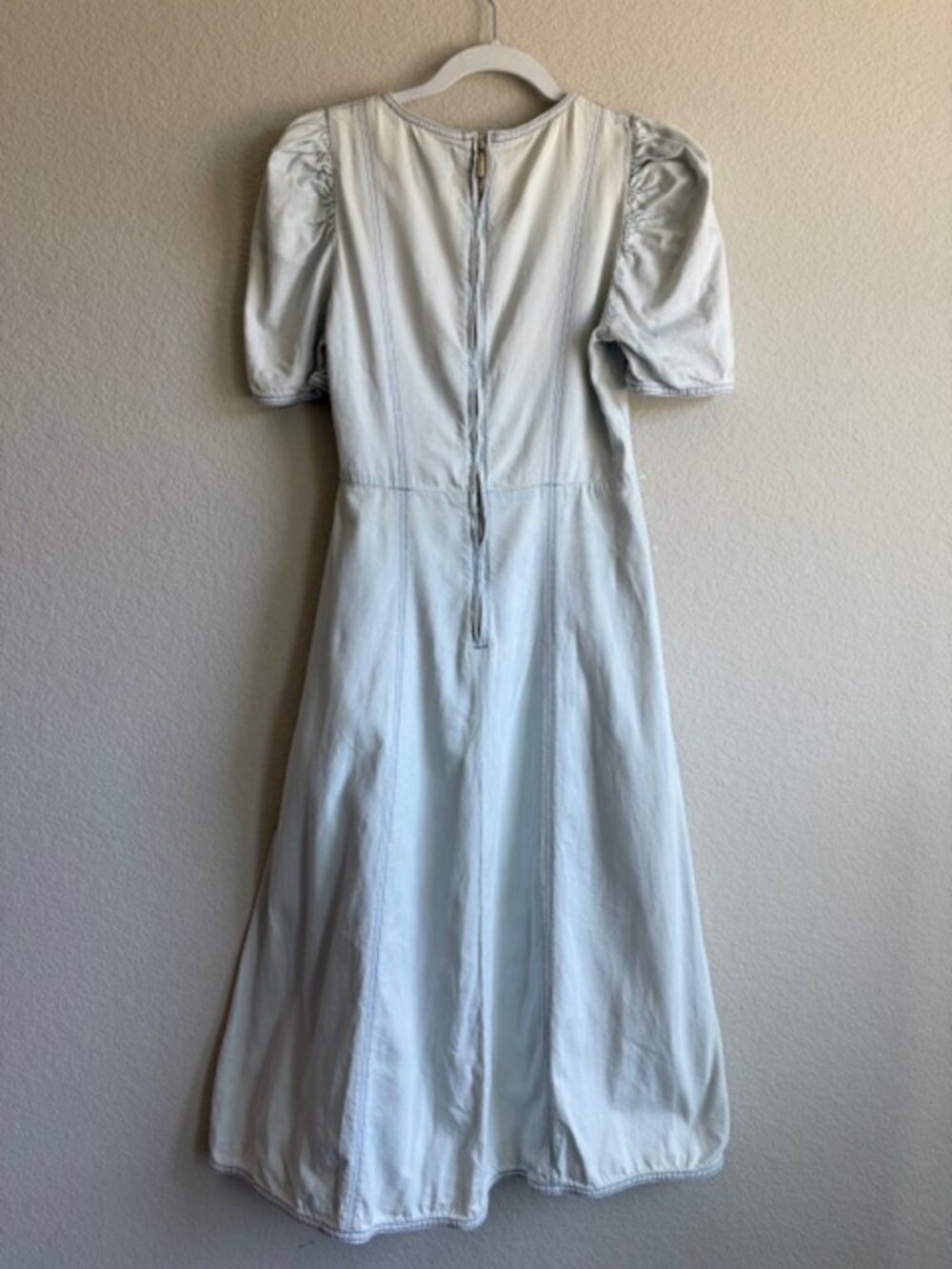 Kate Spade Dress size 4 Light Indigo Denim Faux Wrap Fit Flare CottageCore - Picture 4 of 10